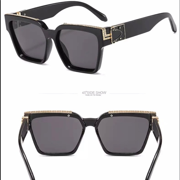 Luxury Brand Men Designer Square Frame Clear Lenses Glasses Gold Black - Picture 8 of 11